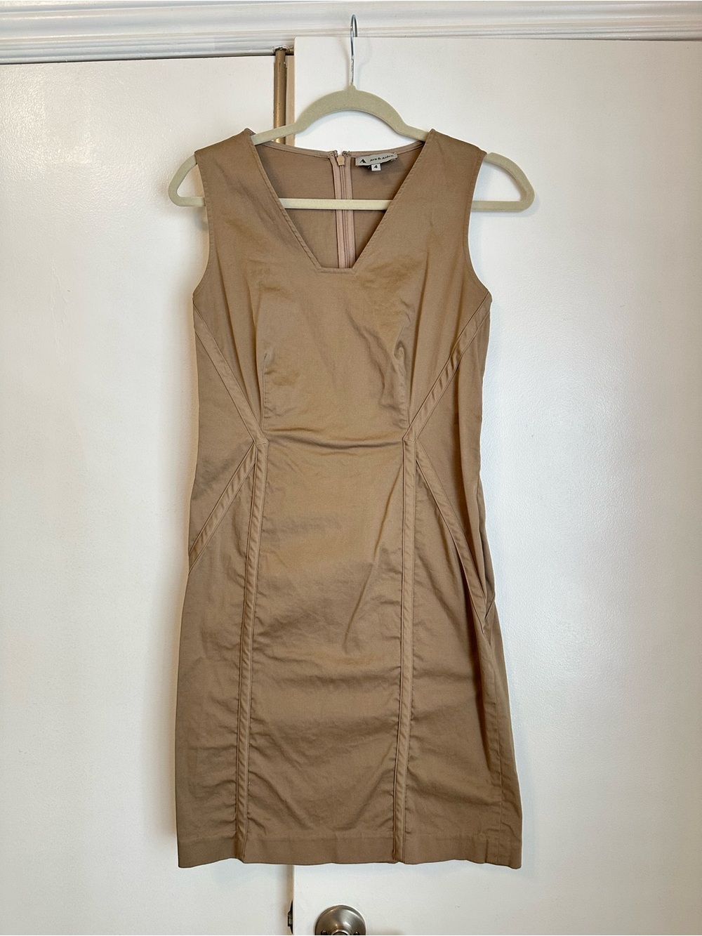 Ava & Aiden Sleeveless Tan Sheath Dress